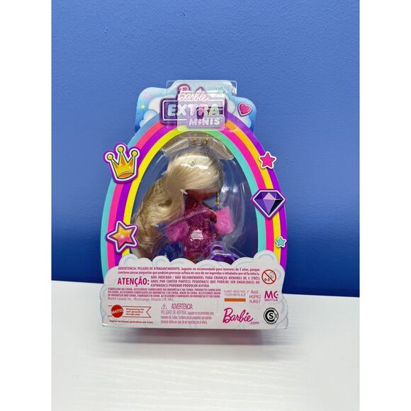 Barbie Extra Minis Doll #8 (5.5 in) Shimmery Dress & Furry Shrug Queen Belt - Picture 3 of 4